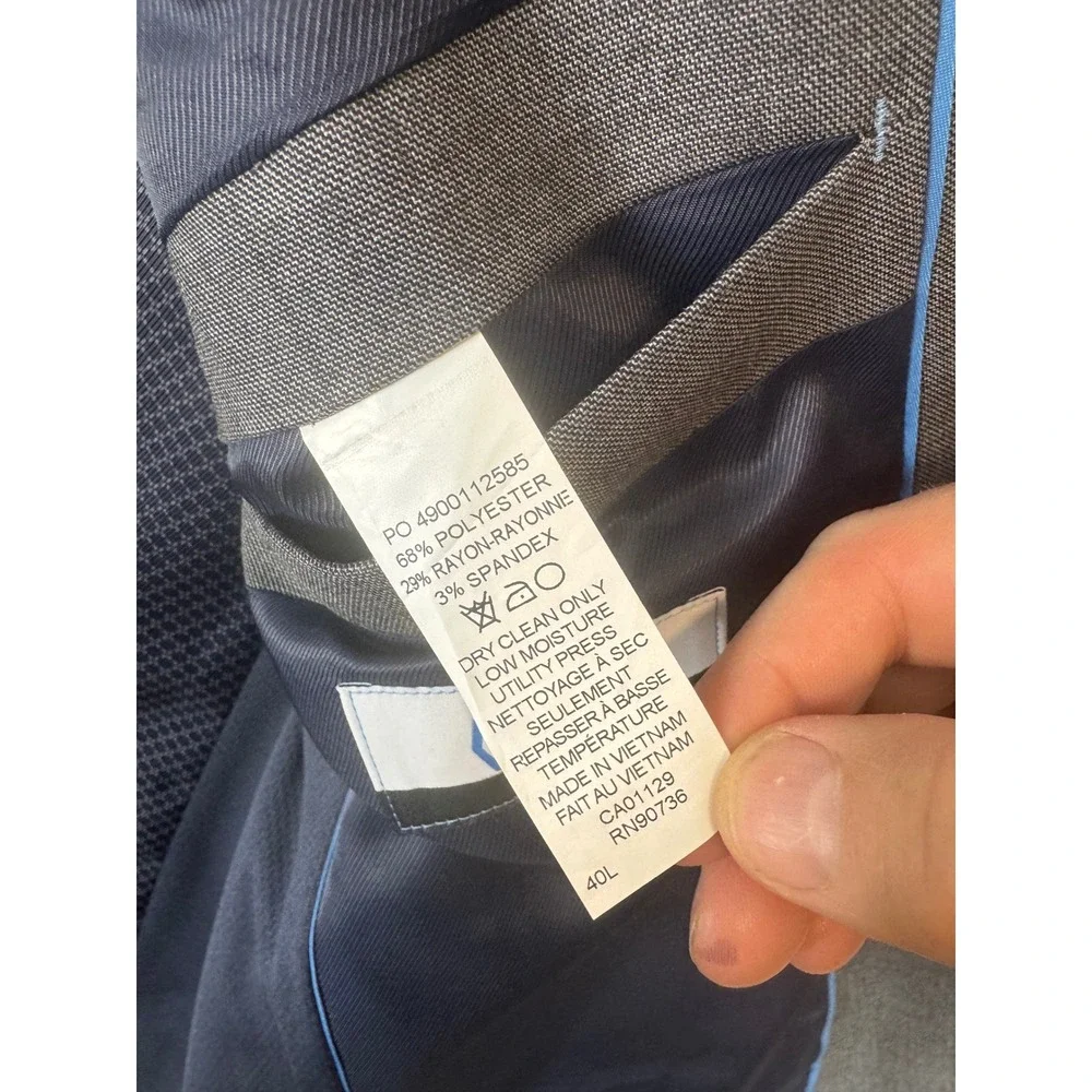 Van Heusen Mens Cool Flex Slim Fit‎ Blazer Gray Sport Coat 40L Tall